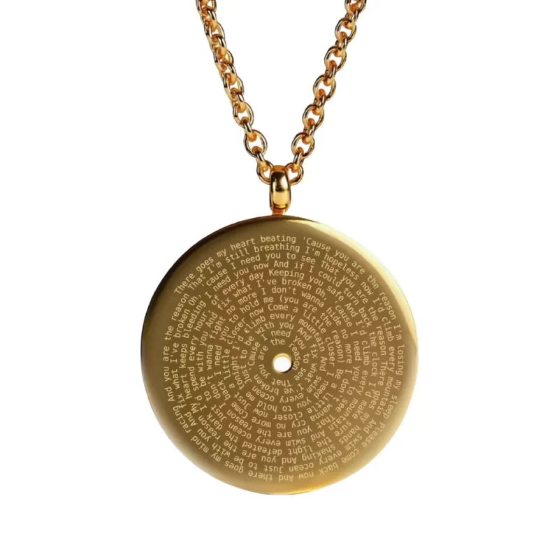 calum scott you are the reason gold spiral engraved lyric pendant full song lyrics record style keepsake unique music lover gift songpendants