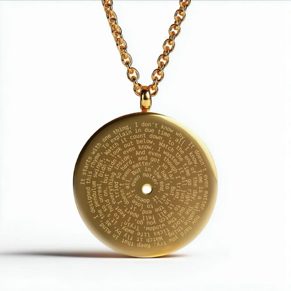 linkin park in the end gold spiral engraved lyric pendant full song lyrics record style keepsake unique music lover gift songpendants