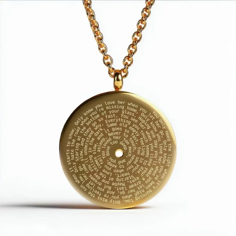 passenger let her go gold spiral engraved lyric pendant full song lyrics record style keepsake unique music lover gift songpendants